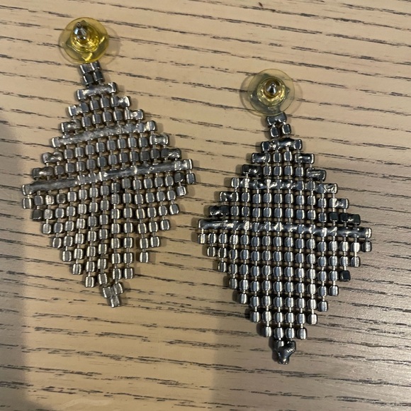 Vintage Pierced Dangly Rhinestone Earrings - Picture 2 of 2